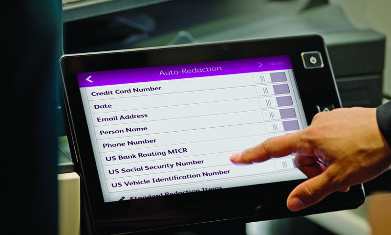 Auto-redaction app screen Auto-redaction app screen