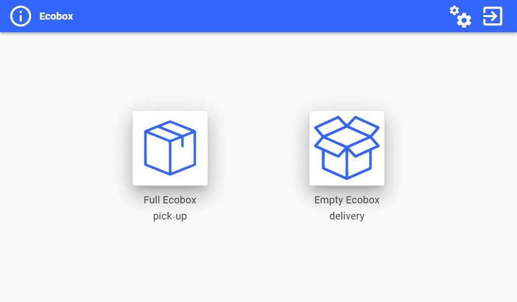 Ecobox application - Consumable return and order screen Ecobox configuration screen return of individual consumables
