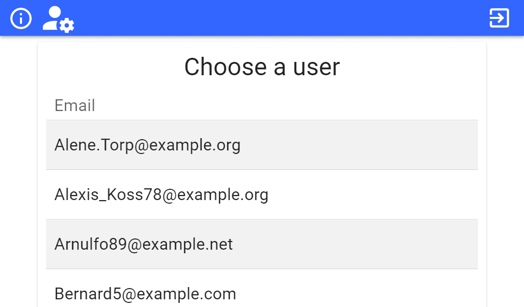 Open Bee Connect application - User selection screen Open Bee configuration screen user selection