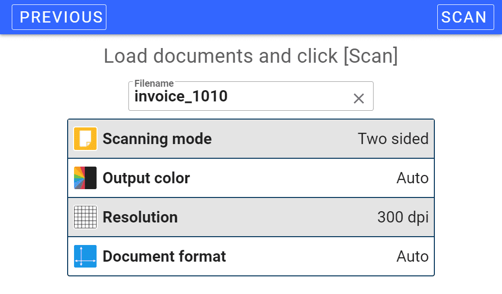 Open Bee Connect application - Scanning screen Open Bee configuration screen upload and scan documents